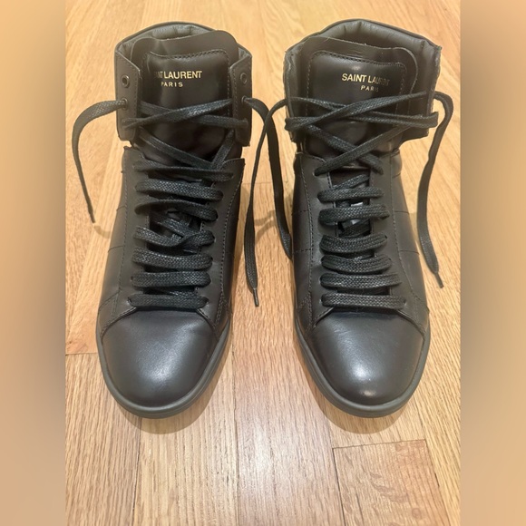 Saint Laurent Men's Black Leather Sneakers - Picture 1 of 4